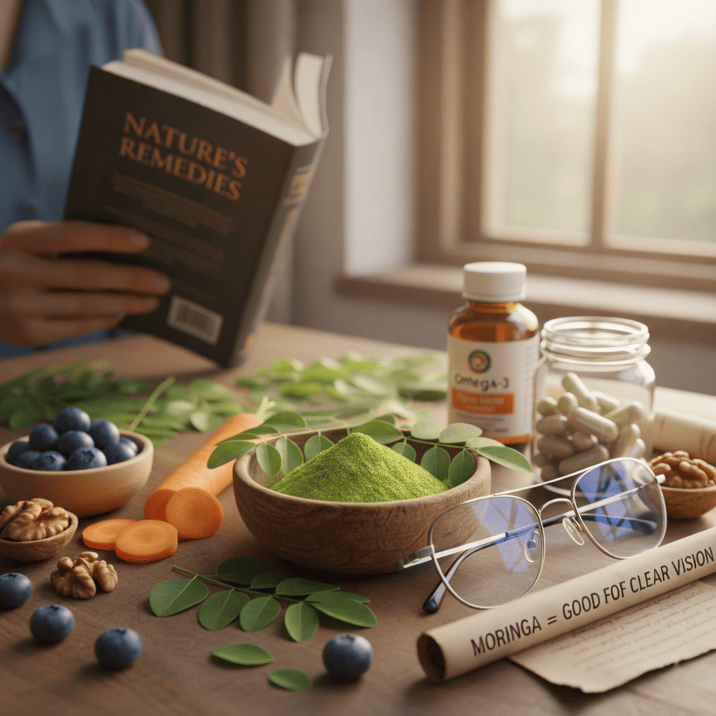 What's in moringa that concerns the eyes?